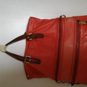 Fossil Explorer Foldover Orange Leather Crossbody Shoulder Bag